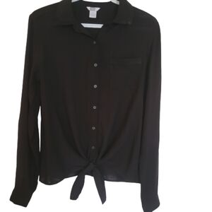 Very Light long sleeve tie up front blouse